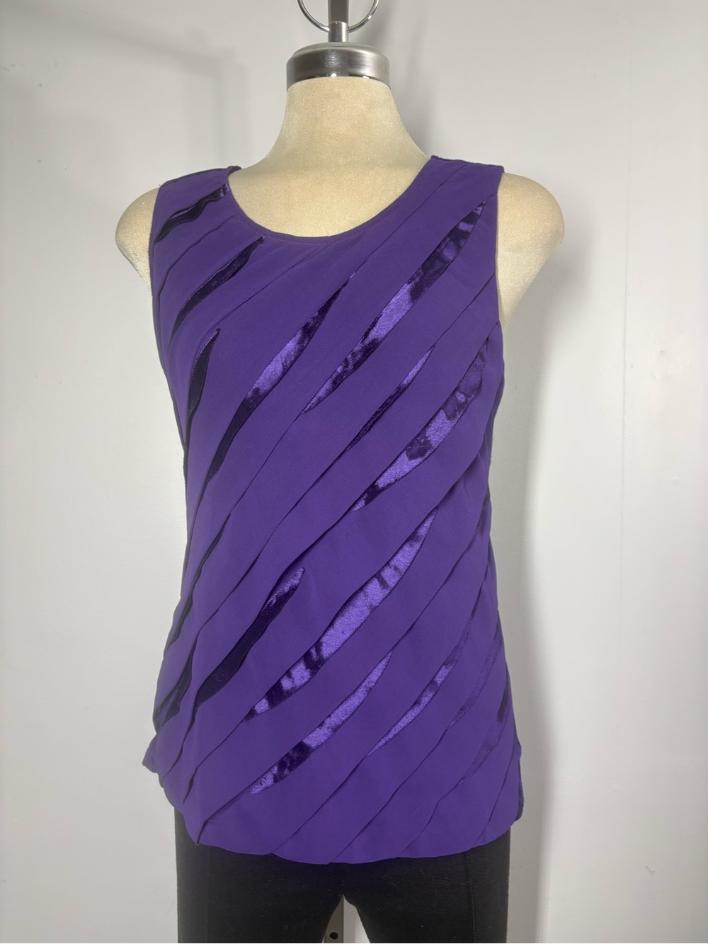 Jaipur Purple Diagonal Layered Sleeveless Top